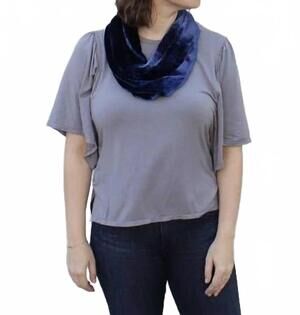 NEW DANA HERBERT women's silk velvet infinity scarf in indigo blue